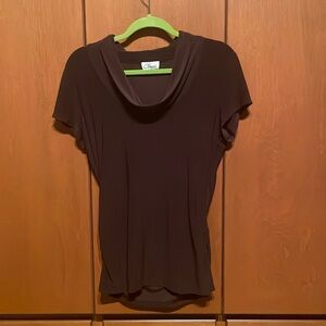 Chaus chocolate brown jersey top short sleeve size M